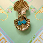 Antique Gold Scallop Shell Dice Catchall Dish - The Pink Pineapple 850
