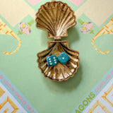 Antique Gold Scallop Shell Dice Catchall Dish - The Pink Pineapple 850