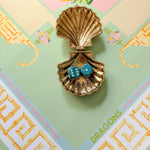 Antique Gold Scallop Shell Dice Catchall Dish - The Pink Pineapple 850