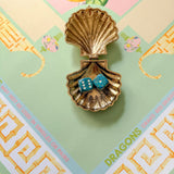 Antique Gold Scallop Shell Dice Catchall Dish - The Pink Pineapple 850