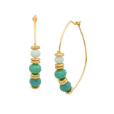 Oblong hoop earrings with a colorful mix of round beads.