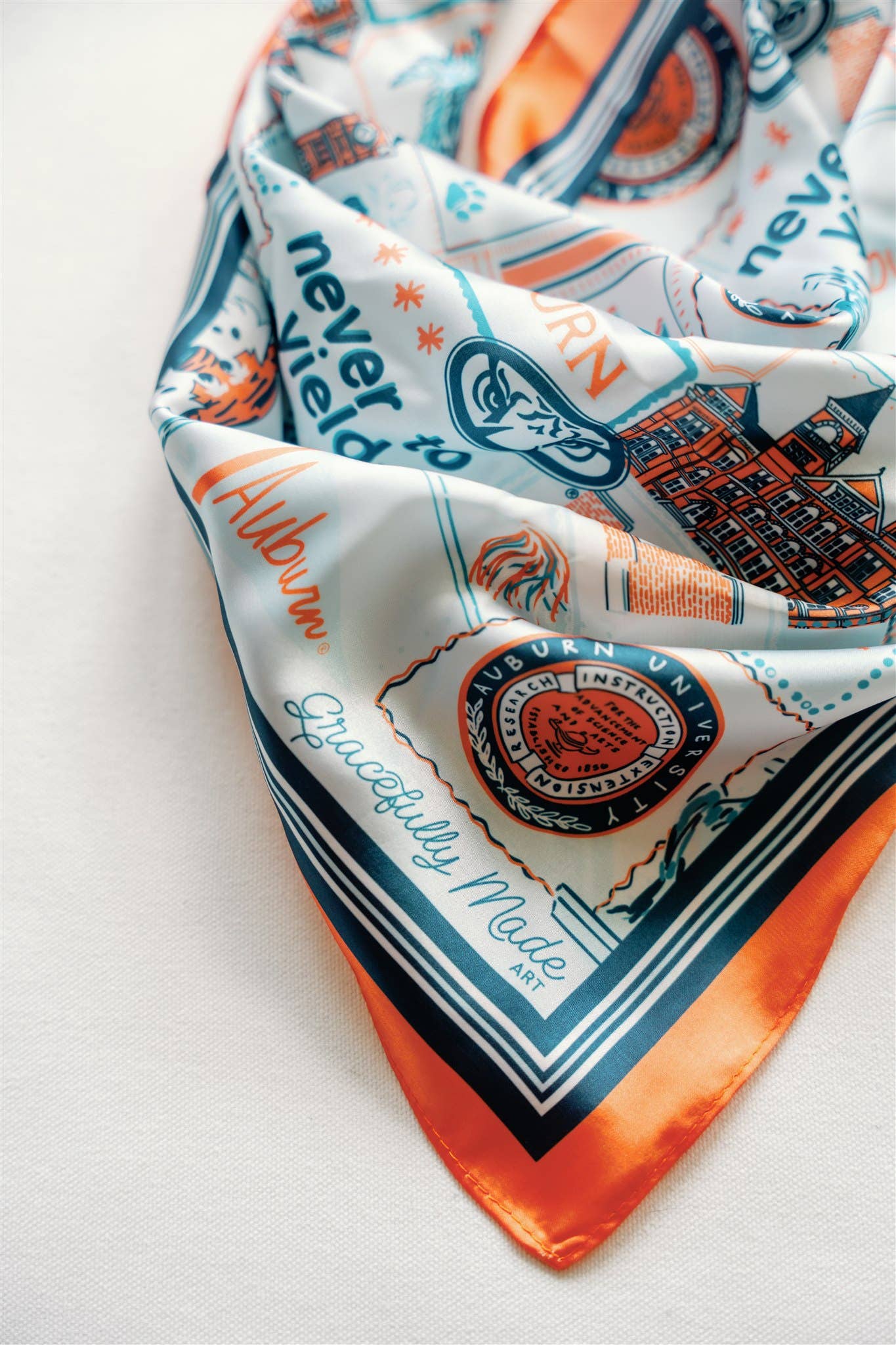 Auburn Tiger Pride Square Silk Scarf - The Pink Pineapple 850