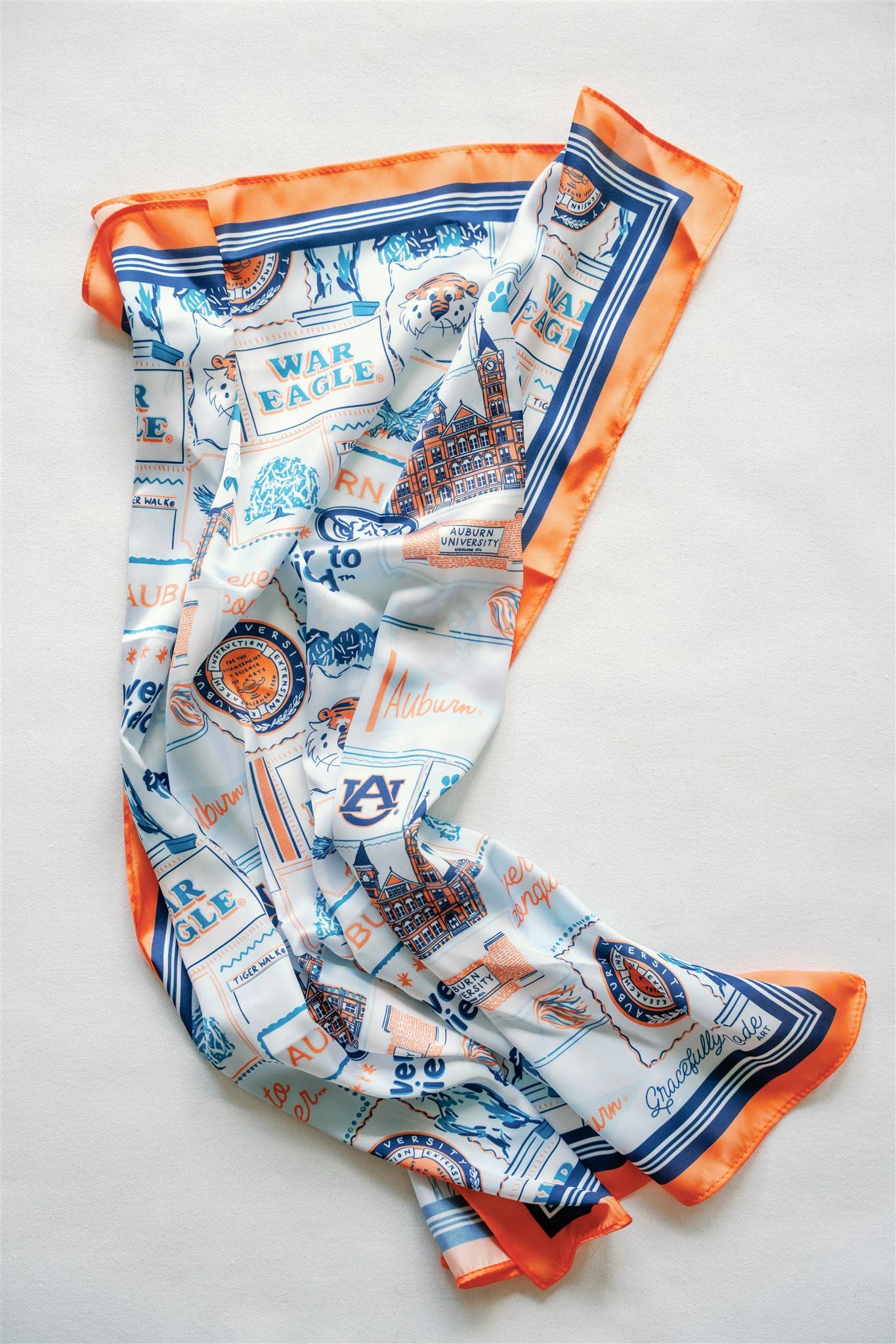 Auburn Tiger Pride Square Silk Scarf - The Pink Pineapple 850