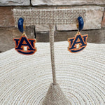 Auburn Tigers Enamel Logo Huggie Hoop Earrings in Navy - The Pink Pineapple 850