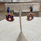 Auburn Tigers Enamel Logo Huggie Hoop Earrings in Navy - The Pink Pineapple 850