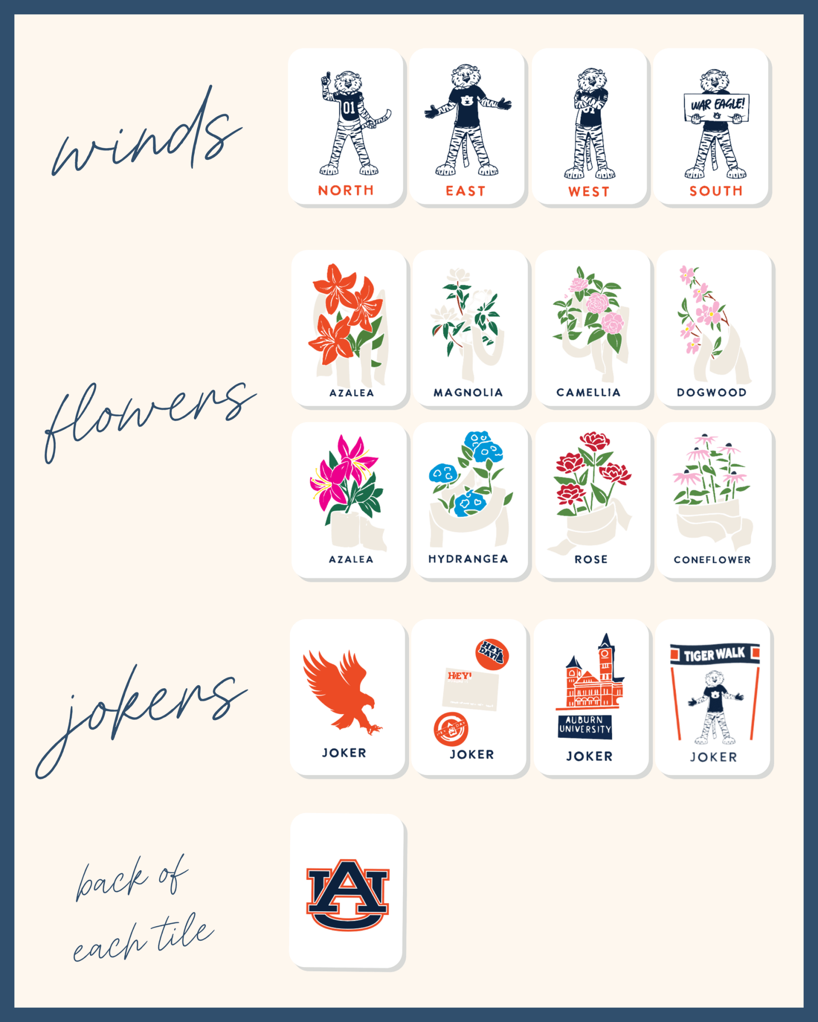 Auburn University® Mahjong Tiles - The Pink Pineapple 850