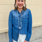 Autumn Breeze Chambray Button - Down - The Pink Pineapple 850