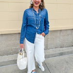 Autumn Breeze Chambray Button - Down - The Pink Pineapple 850