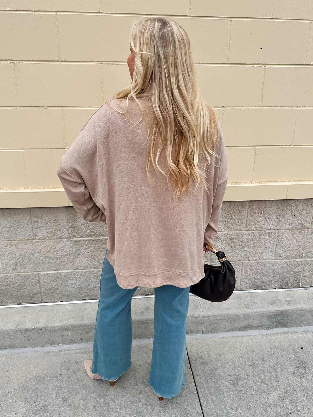 Autumn Ease Mock Turtleneck Top in Taupe - The Pink Pineapple 850