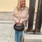 Autumn Ease Mock Turtleneck Top in Taupe - The Pink Pineapple 850