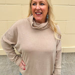 Autumn Ease Mock Turtleneck Top in Taupe - The Pink Pineapple 850