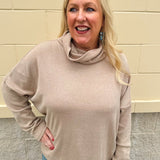 Autumn Ease Mock Turtleneck Top in Taupe - The Pink Pineapple 850