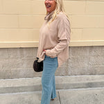 Autumn Ease Mock Turtleneck Top in Taupe - The Pink Pineapple 850