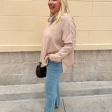 Autumn Ease Mock Turtleneck Top in Taupe - The Pink Pineapple 850