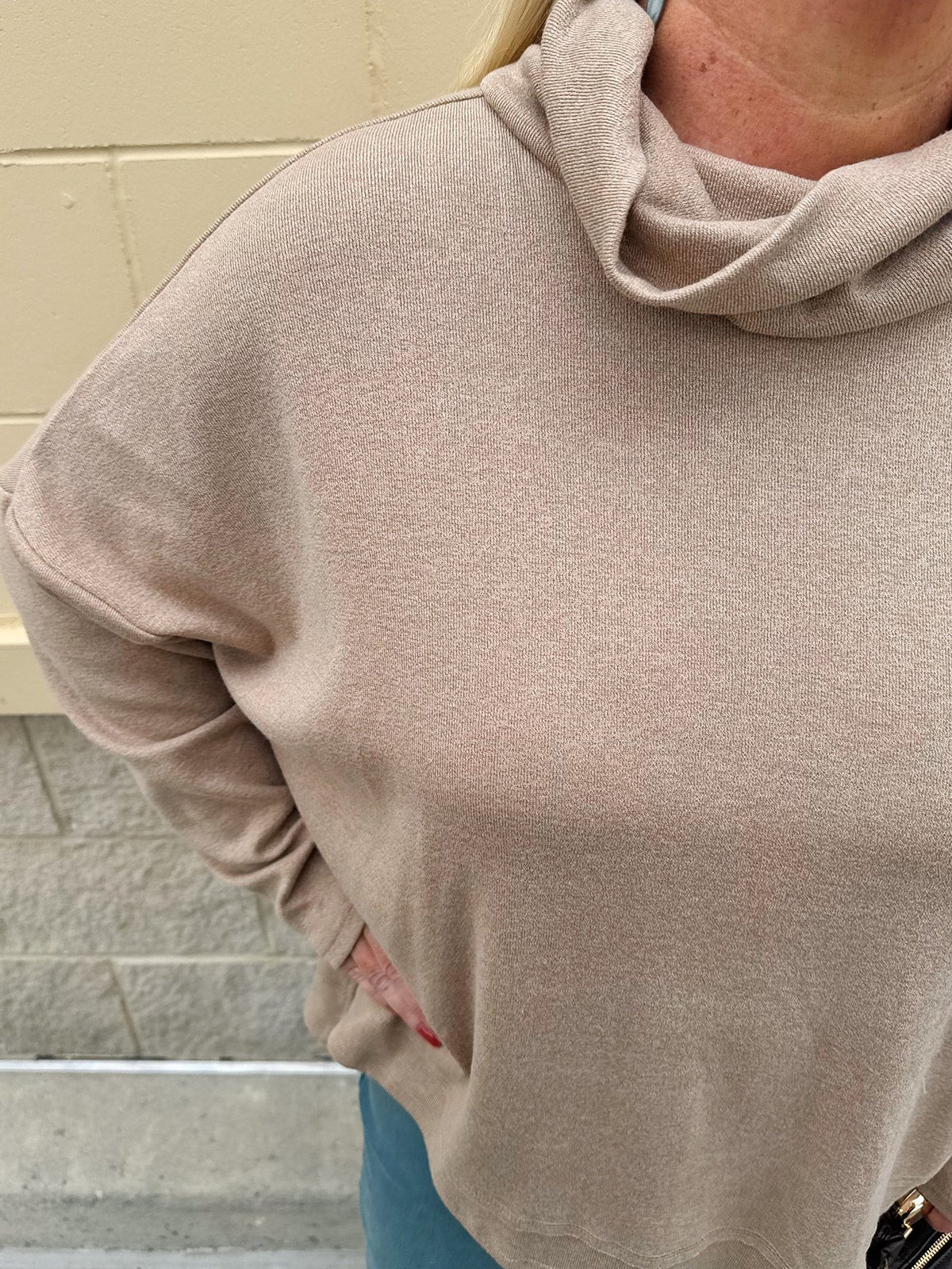 Autumn Ease Mock Turtleneck Top in Taupe - The Pink Pineapple 850