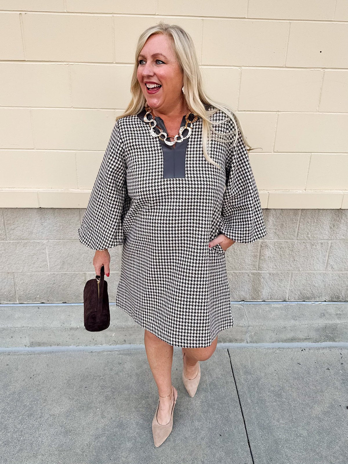 Autumn Herringbone Haven Mini Dress - The Pink Pineapple 850