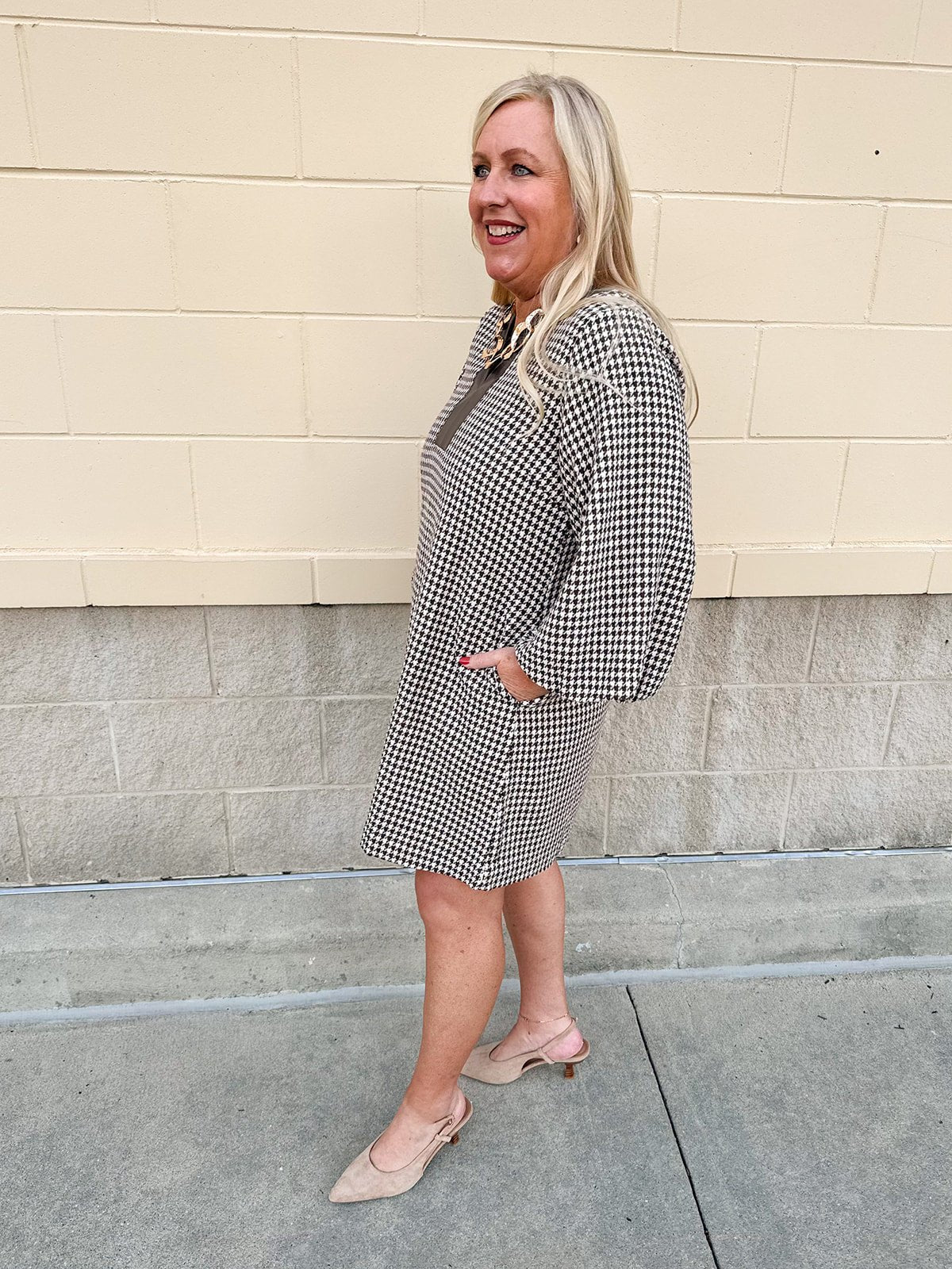 Autumn Herringbone Haven Mini Dress - The Pink Pineapple 850