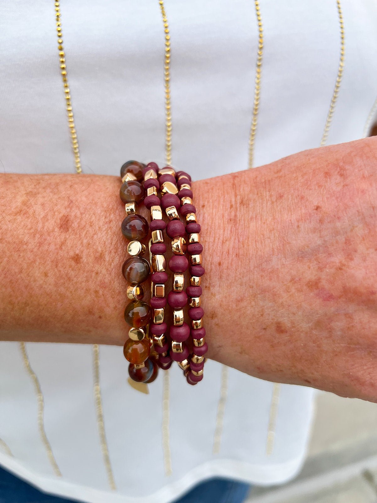 Autumn Layered Beaded Bracelet Set - The Pink Pineapple 850