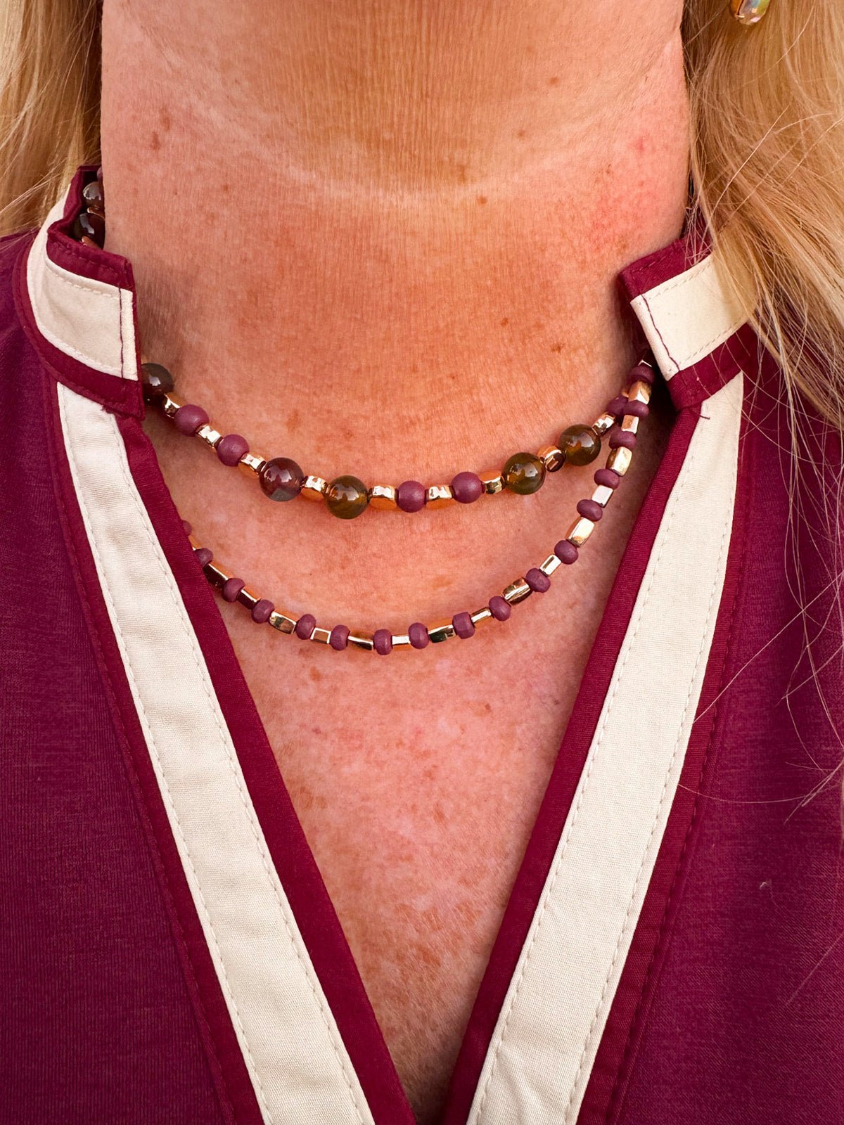 Autumn Layered Beaded Necklace - The Pink Pineapple 850