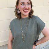 Autumn Luxe Diamond Sweater in Olive - The Pink Pineapple 850