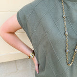 Autumn Luxe Diamond Sweater in Olive - The Pink Pineapple 850