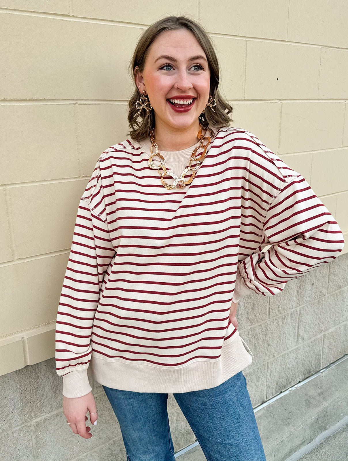 Autumn Reserve Stripe Knit Top - The Pink Pineapple 850