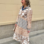 Autumn Tides Tiered Shirt Dress - The Pink Pineapple 850