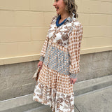 Autumn Tides Tiered Shirt Dress - The Pink Pineapple 850