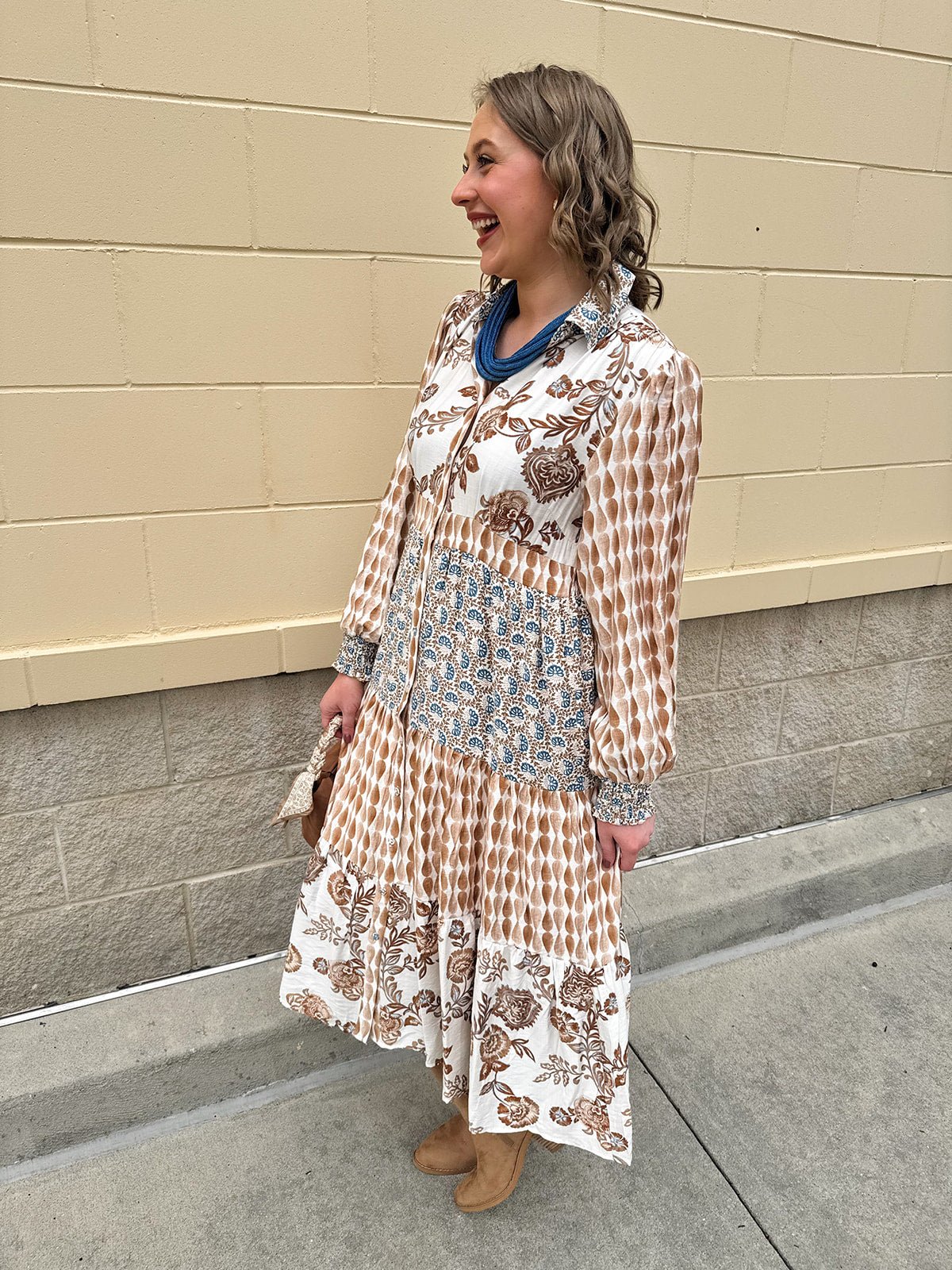 Autumn Tides Tiered Shirt Dress - The Pink Pineapple 850