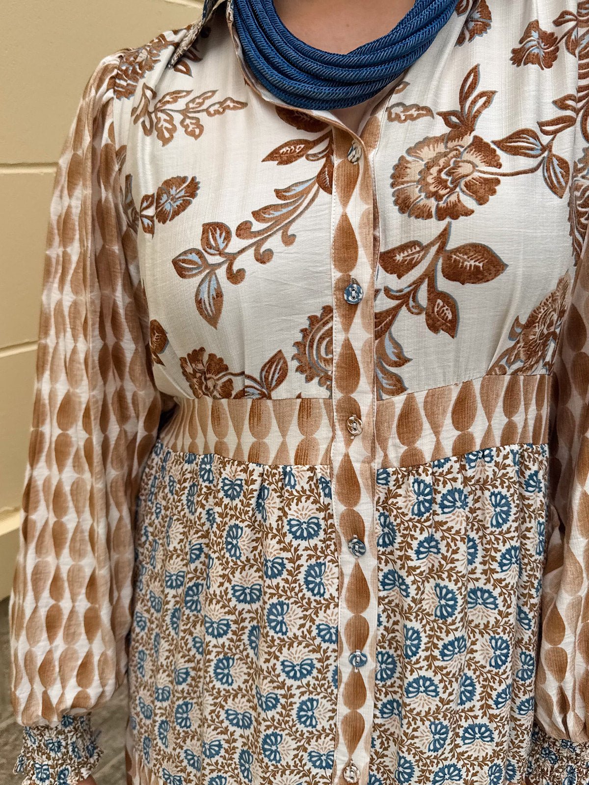 Autumn Tides Tiered Shirt Dress - The Pink Pineapple 850