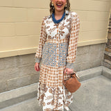 Autumn Tides Tiered Shirt Dress - The Pink Pineapple 850