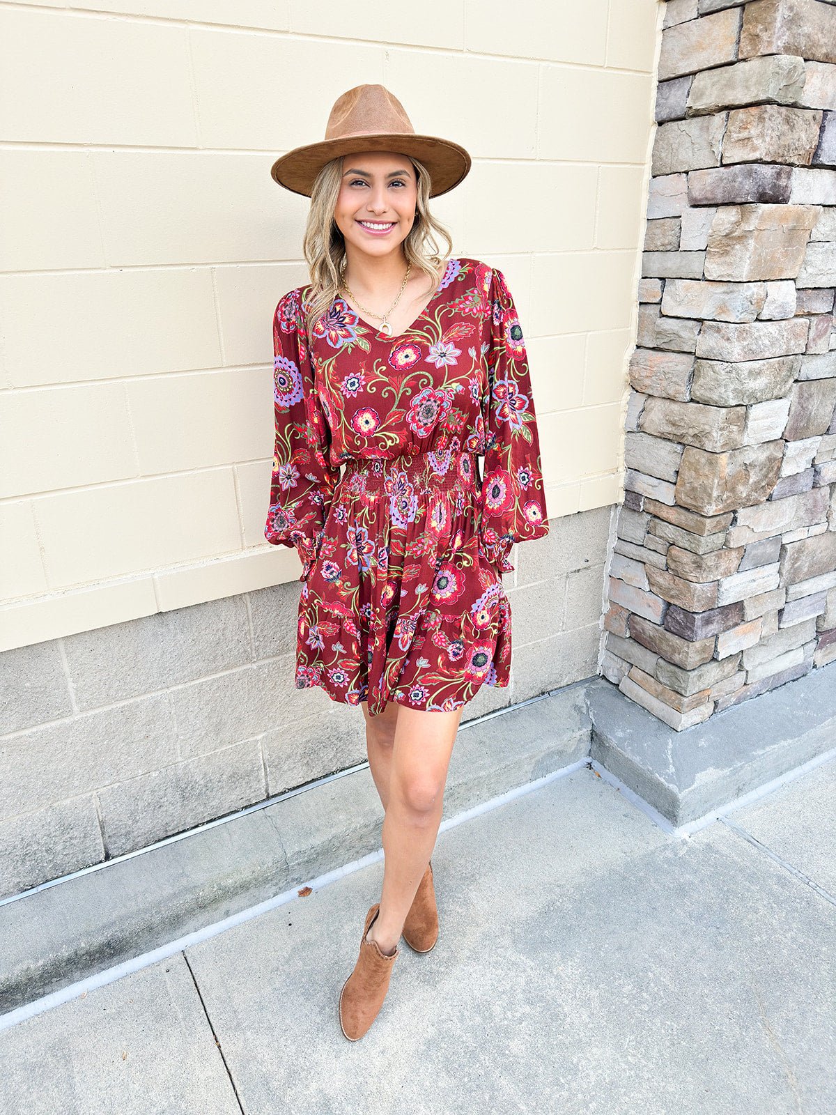 Autumn Treasures Tiered Dress - The Pink Pineapple 850