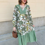 Autumn Whimsy Tiered Midi Dress - The Pink Pineapple 850