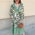 Autumn Whimsy Tiered Midi Dress - The Pink Pineapple 850