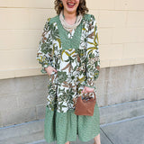 Autumn Whimsy Tiered Midi Dress - The Pink Pineapple 850