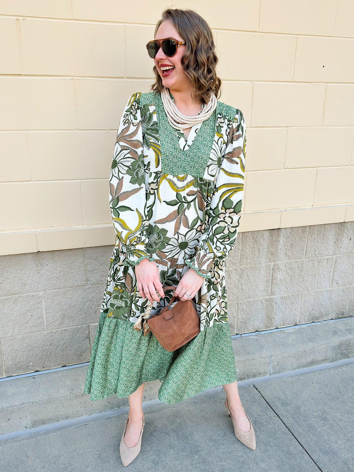 Autumn Whimsy Tiered Midi Dress - The Pink Pineapple 850