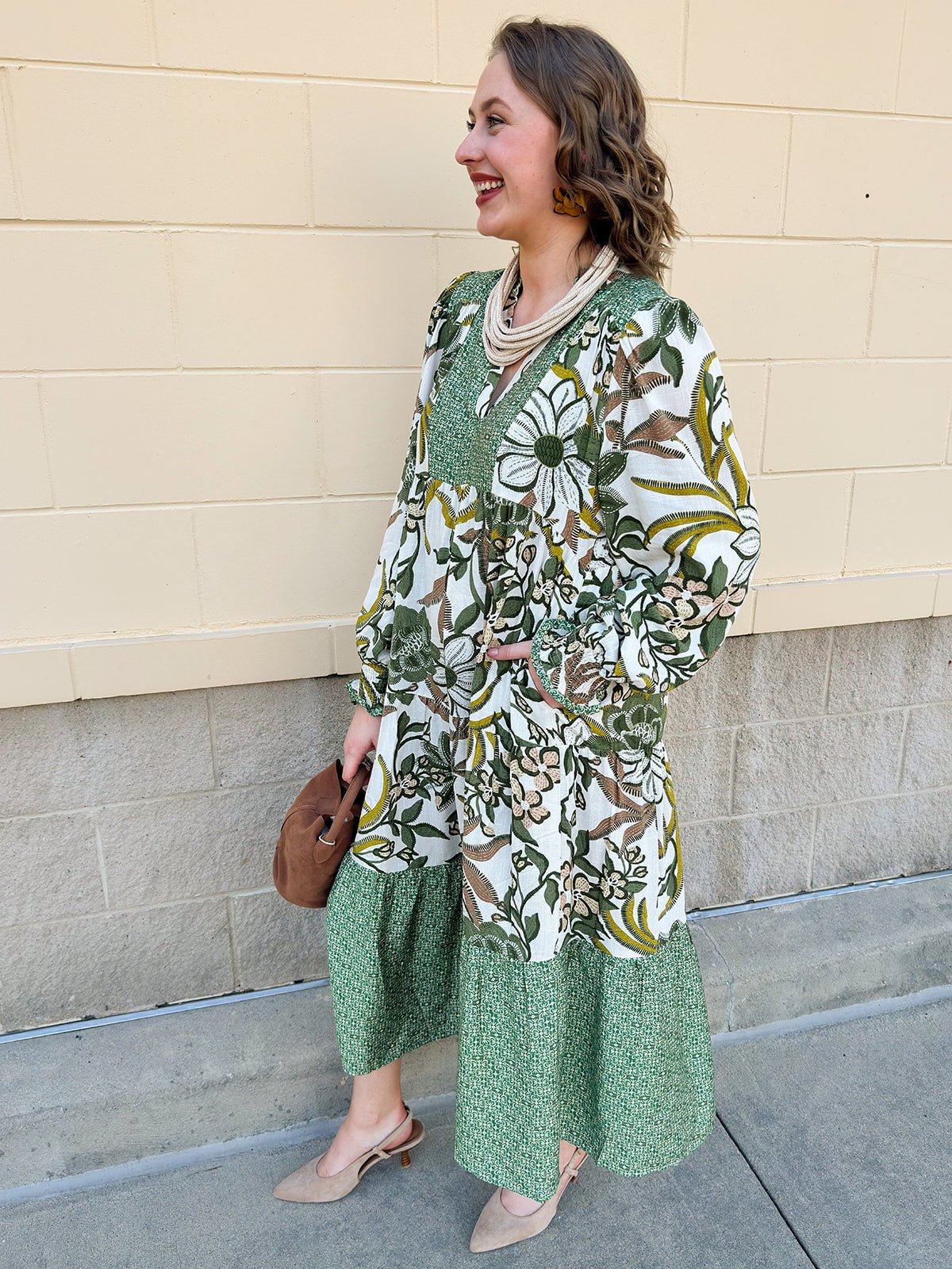 Autumn Whimsy Tiered Midi Dress - The Pink Pineapple 850