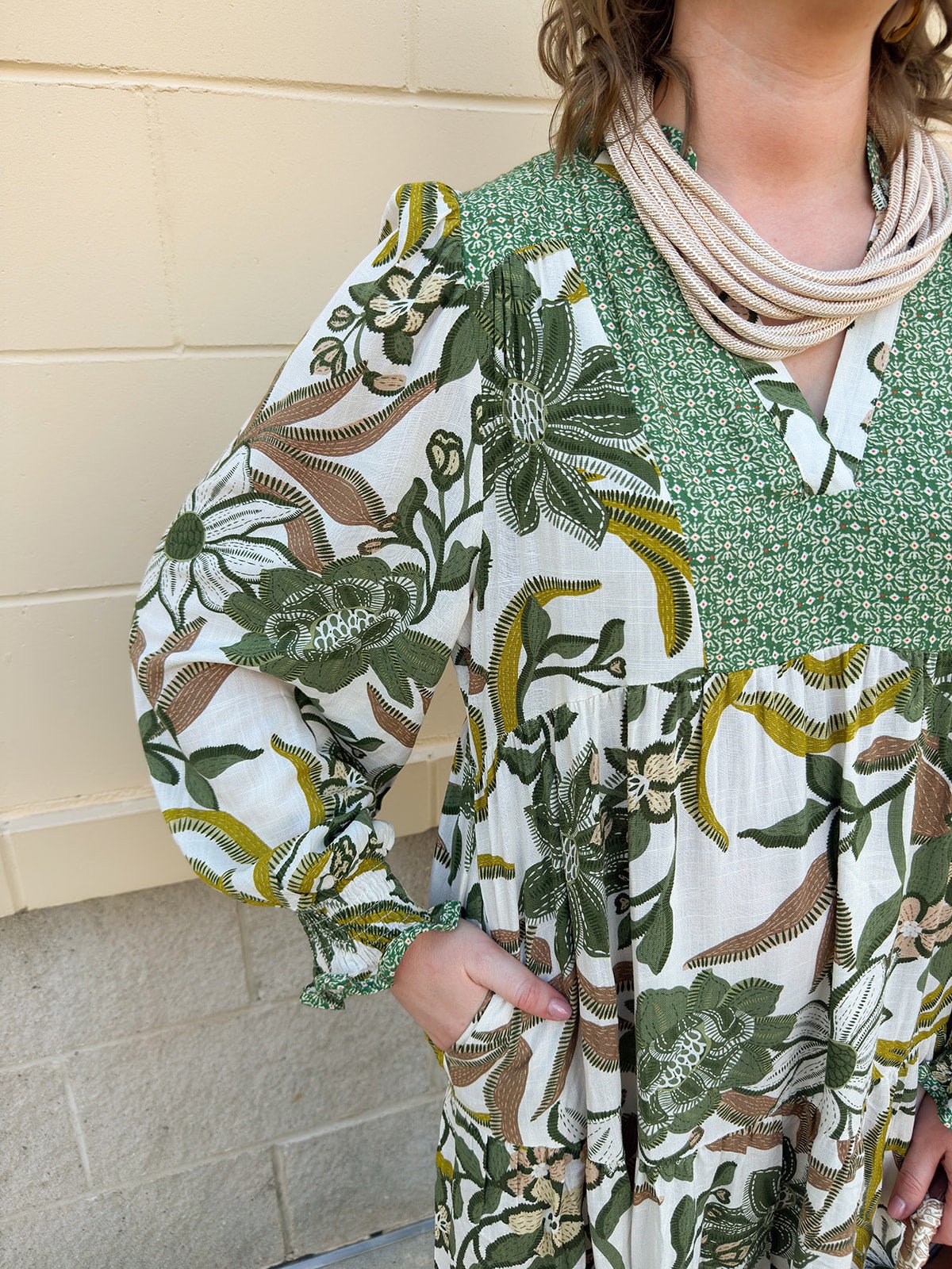 Autumn Whimsy Tiered Midi Dress - The Pink Pineapple 850