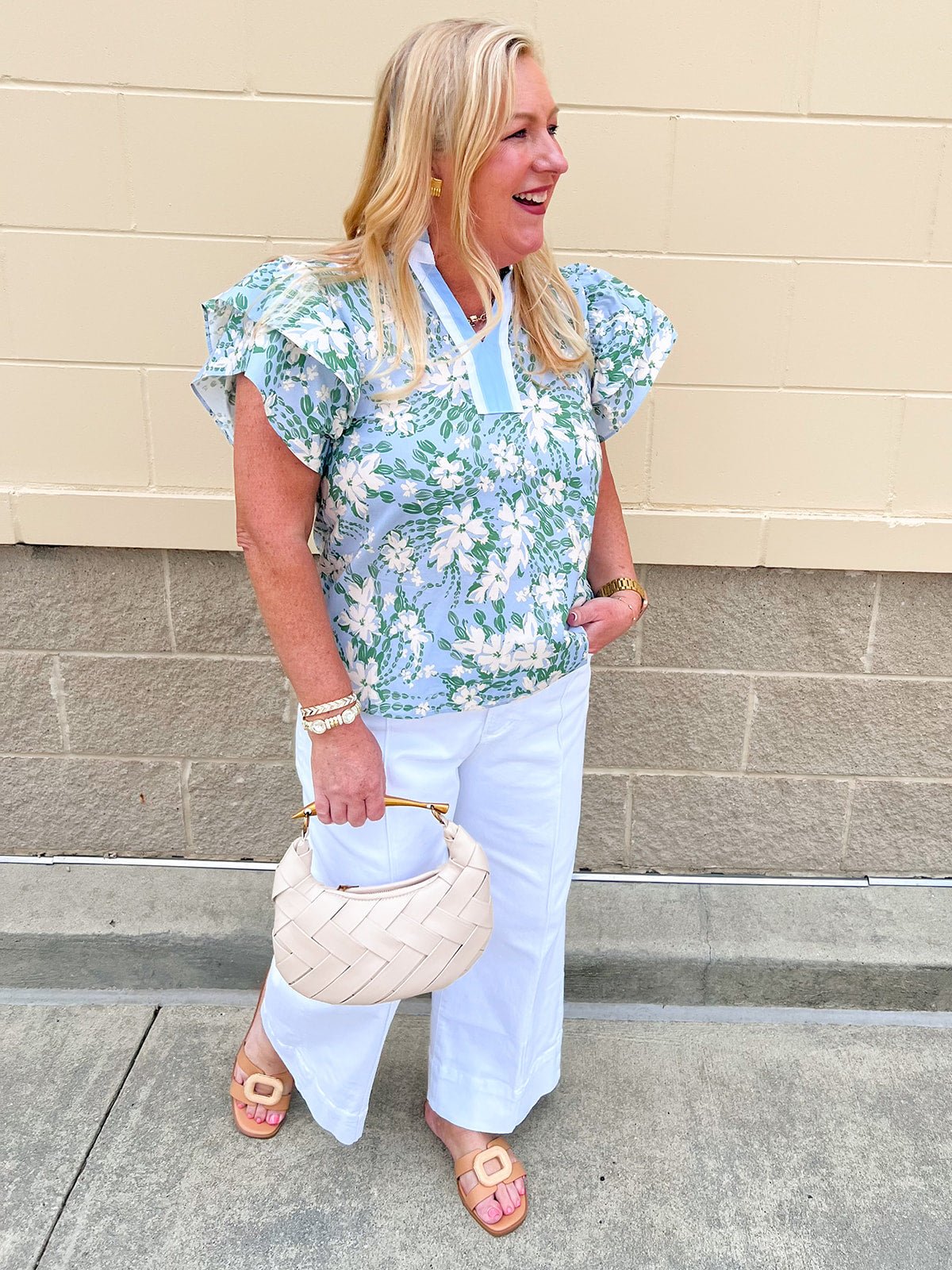 Azure Meadow Floral Blouse - The Pink Pineapple 850