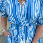 Azure Whimsy Puff Sleeve Midi Dress - The Pink Pineapple 850