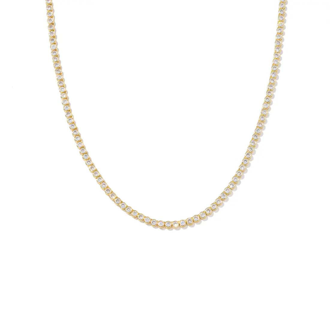 18K gold diamond-style tennis necklace, 15.5"