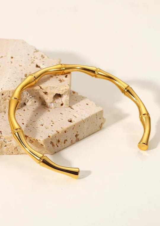 Bali 18k Gold Plated Bamboo Bracelet - The Pink Pineapple 850