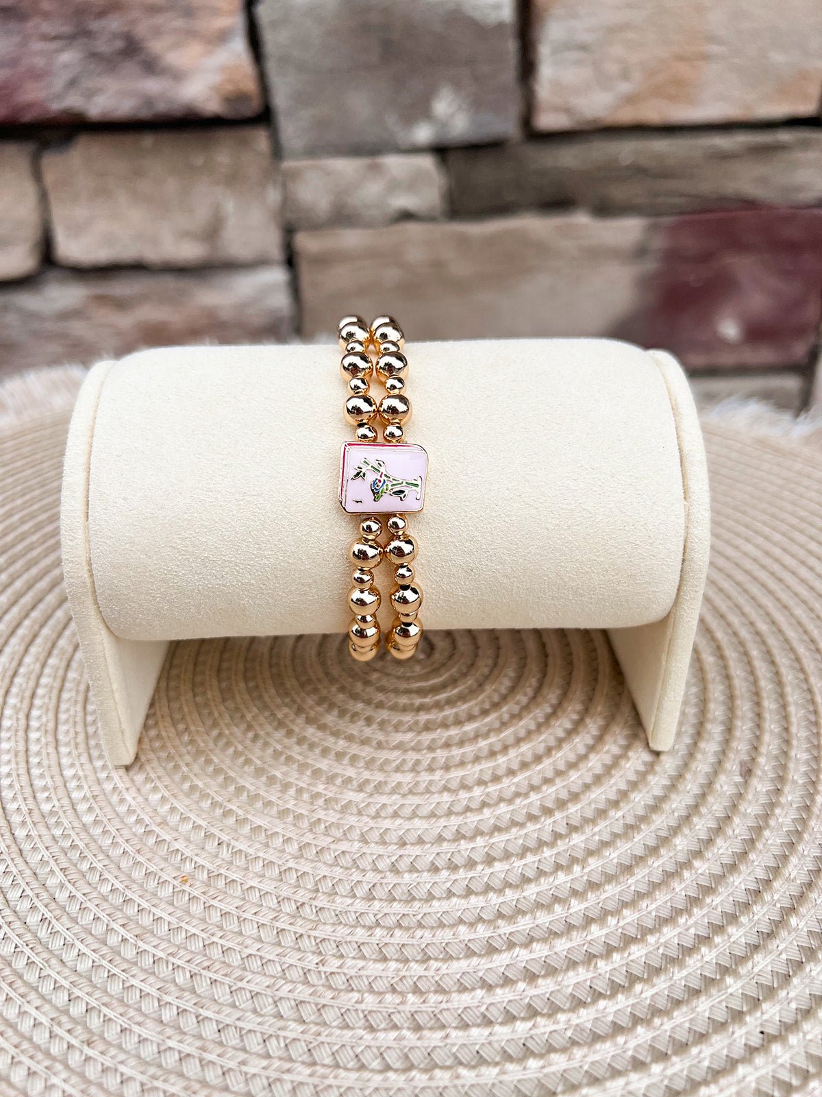 Ball Bead Double Stretch Mahjong Bracelet - The Pink Pineapple 850