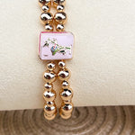 Ball Bead Double Stretch Mahjong Bracelet - The Pink Pineapple 850