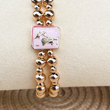 Ball Bead Double Stretch Mahjong Bracelet - The Pink Pineapple 850