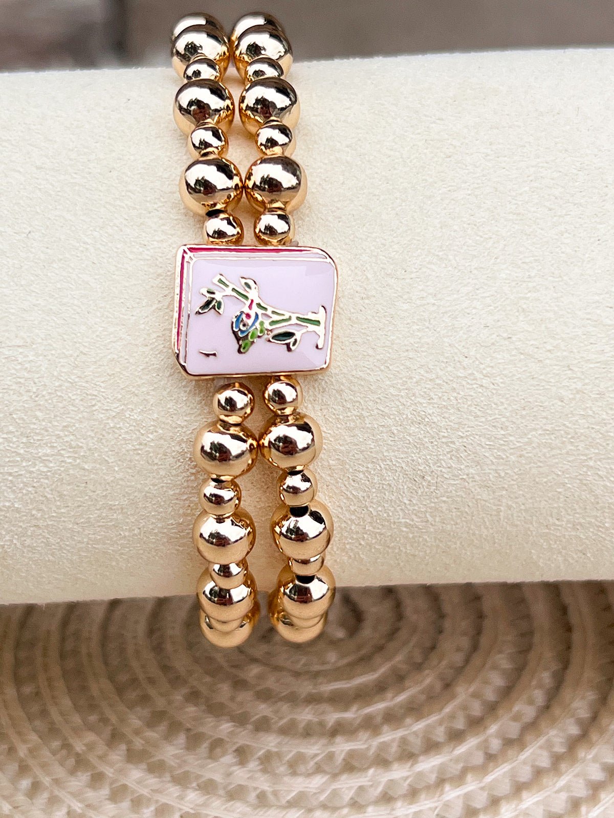 Ball Bead Double Stretch Mahjong Bracelet - The Pink Pineapple 850