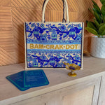 Bam Crak Dot Hand Beaded Mahjong Tote Bag in Blue - The Pink Pineapple 850