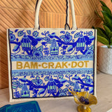 Bam Crak Dot Hand Beaded Mahjong Tote Bag in Blue - The Pink Pineapple 850