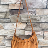 [BC Bags] Chic Slouch Chain Shoulder Bag in Camel Suede - The Pink Pineapple 850