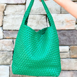 [BC Bags] Emerald Green Woven Handbag - The Pink Pineapple 850